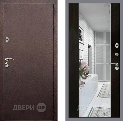 Входная металлическая Дверь Стоп КЛАССИК Медь Зеркало СБ-16 Венге в Подольск