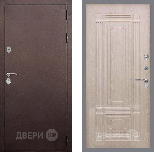 Входная металлическая Дверь Стоп КЛАССИК Медь ФЛ-2 Беленый дуб в Подольск