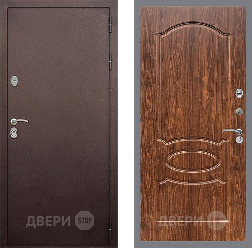 Входная металлическая Дверь Стоп КЛАССИК Медь ФЛ-128 орех тисненый в Подольск