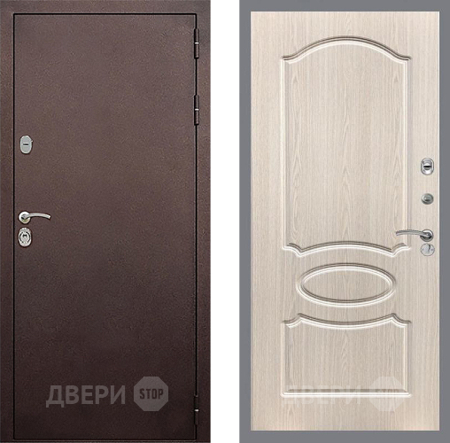 Входная металлическая Дверь Стоп КЛАССИК Медь ФЛ-128 Беленый дуб в Подольск