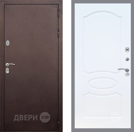 Входная металлическая Дверь Стоп КЛАССИК Медь ФЛ-128 Белый ясень в Подольск