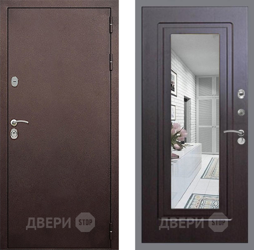 Входная металлическая Дверь Стоп КЛАССИК Медь Зеркало ФЛ-120 Венге в Подольск