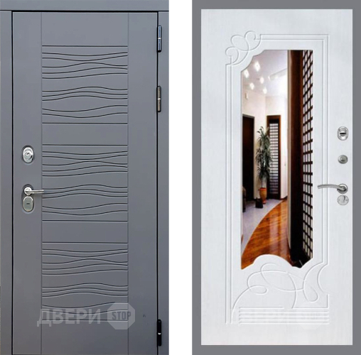 Входная металлическая Дверь Стоп СКАНДИ ЗкркалоФЛ-147 Ясень белый в Подольск
