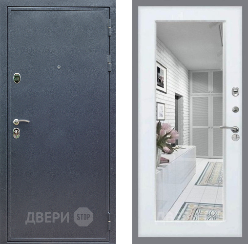 Входная металлическая Дверь Стоп СИЛЬВЕР Зеркало Белый ясень в Подольск