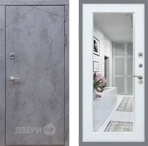 Входная металлическая Дверь Стоп Лучи Зеркало Белый ясень в Подольск