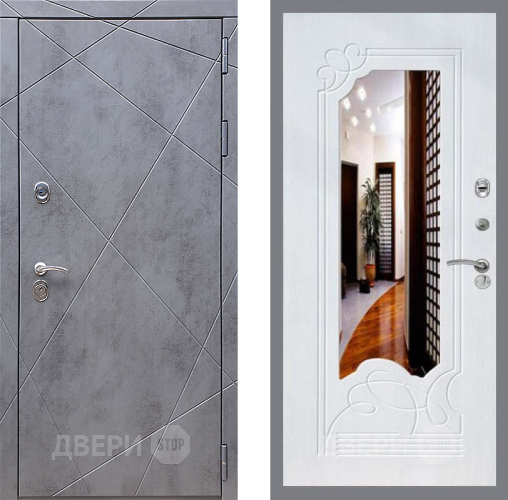 Входная металлическая Дверь Стоп Лучи ЗкркалоФЛ-147 Ясень белый в Подольск