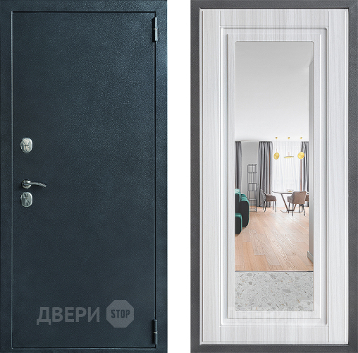 Входная металлическая Дверь Дверной континент ДК-70 Дизайн ФЛЗ Зеркало Сандал белый в Подольск