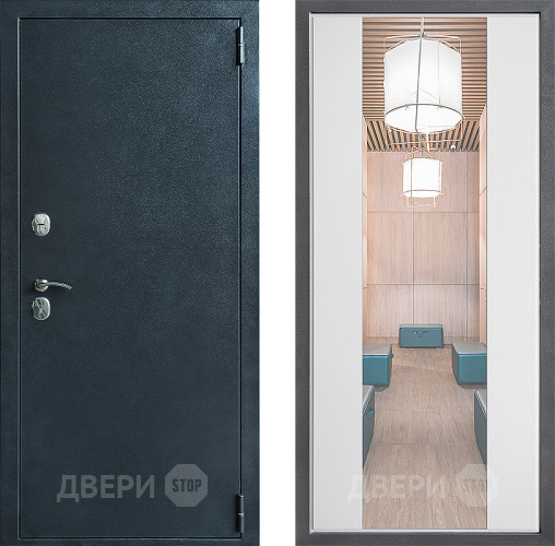 Входная металлическая Дверь Дверной континент ДК-70 Дизайн ФЛЗ-1 Зеркало Белый софт в Подольск