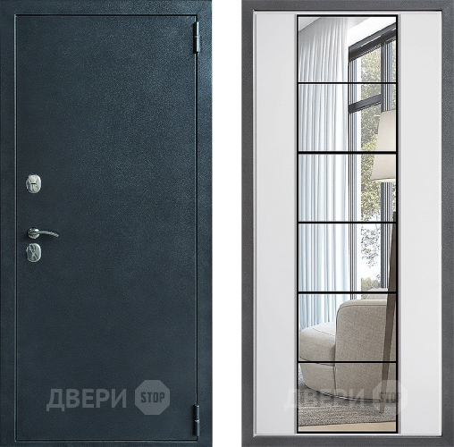 Входная металлическая Дверь Дверной континент ДК-70 Дизайн ФЛЗ-2 Зеркало Белый софт в Подольск