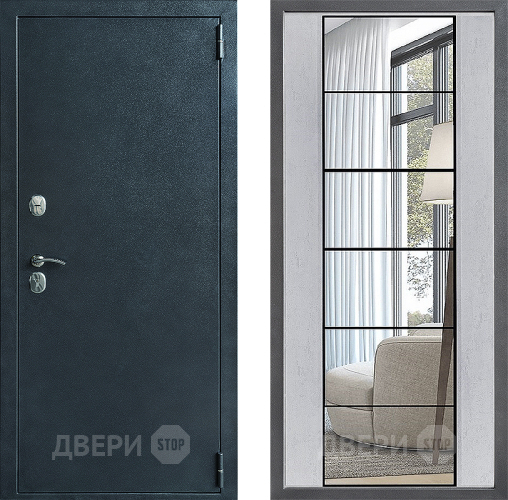 Входная металлическая Дверь Дверной континент ДК-70 Дизайн ФЛЗ-2 Зеркало Бетон светлый в Подольск