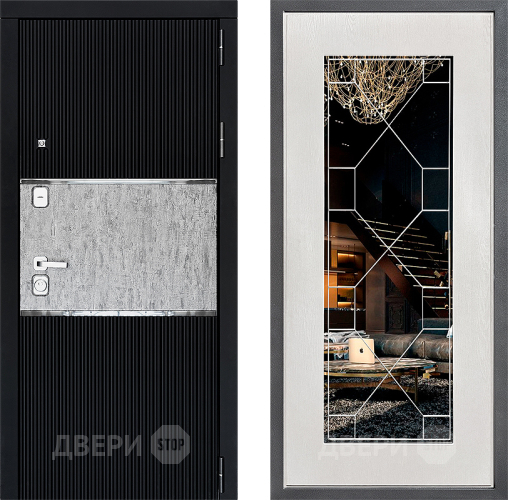 Входная металлическая Дверь Дверной континент ДК-13 ФЛ-Тиффани Зеркало Белое дерево в Подольск
