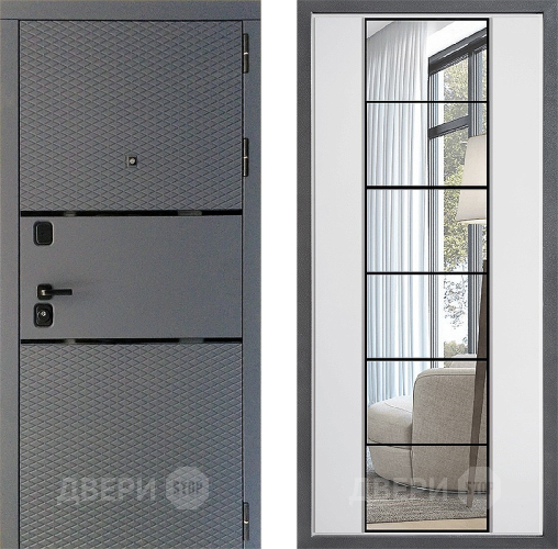 Входная металлическая Дверь Дверной континент Диамант Дизайн ФЛЗ-2 Зеркало Белый софт в Подольск
