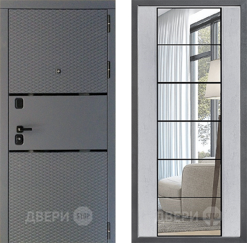 Входная металлическая Дверь Дверной континент Диамант Дизайн ФЛЗ-2 Зеркало Бетон светлый в Подольск