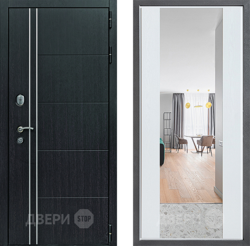 Входная металлическая Дверь Дверной континент Теплолюкс Дизайн ФЛЗ-1 Зеркало Белое дерево в Подольск