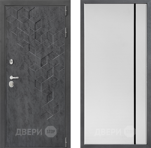 Входная металлическая Дверь Дверной континент ДК-3/713 ФЛ-757 Черное Стекло Софт милк в Подольск