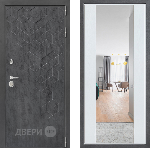 Входная металлическая Дверь Дверной континент ДК-3/713 ФЛЗ-1 Зеркало Белое дерево в Подольск