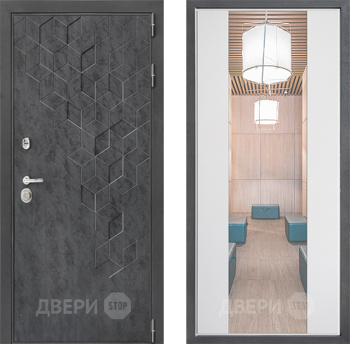 Входная металлическая Дверь Дверной континент ДК-3/713 ФЛЗ-1 Зеркало Белый софт в Подольск
