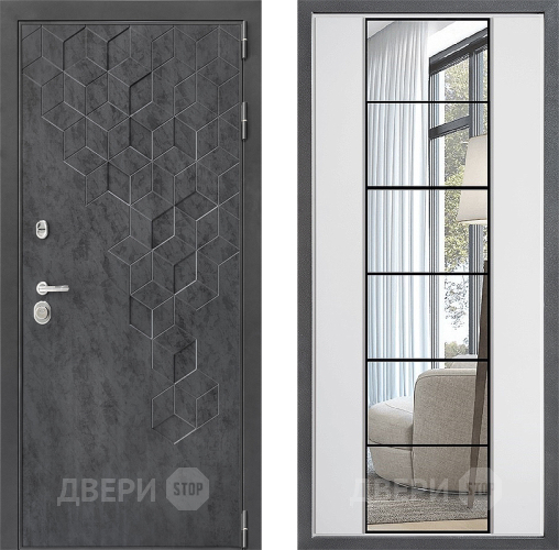 Входная металлическая Дверь Дверной континент ДК-3/713 ФЛЗ-2 Зеркало Белый софт в Подольск