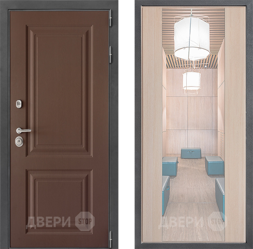 Входная металлическая Дверь Дверной континент ДК-3/729 ФЛЗ-1 Зеркало Капучино в Подольск