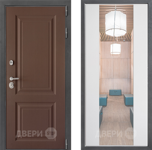 Входная металлическая Дверь Дверной континент ДК-3/729 ФЛЗ-1 Зеркало Белый софт в Подольск