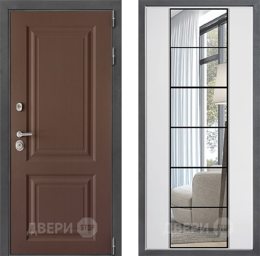 Входная металлическая Дверь Дверной континент ДК-3/729 ФЛЗ-2 Зеркало Белый софт в Подольск