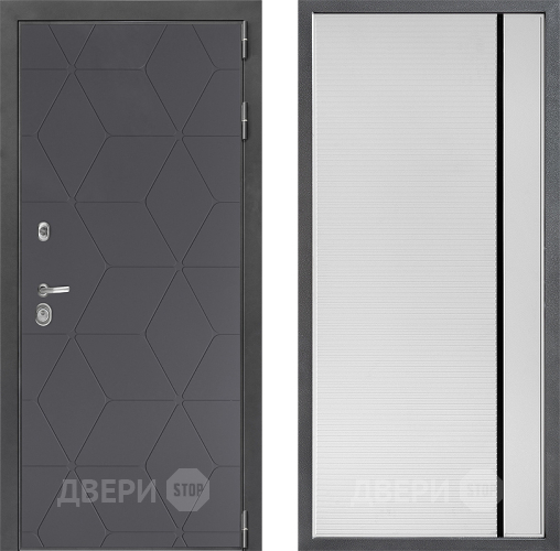 Входная металлическая Дверь Дверной континент ДК-3/744 ФЛ-757 Черное Стекло Софт милк в Подольск