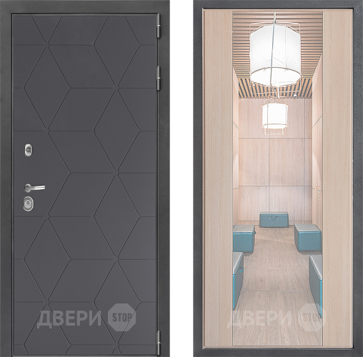 Входная металлическая Дверь Дверной континент ДК-3/744 ФЛЗ-1 Зеркало Капучино в Подольск