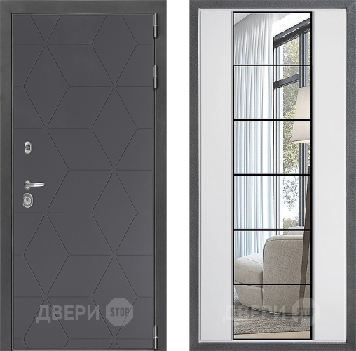 Входная металлическая Дверь Дверной континент ДК-3/744 ФЛЗ-2 Зеркало Белый софт в Подольск