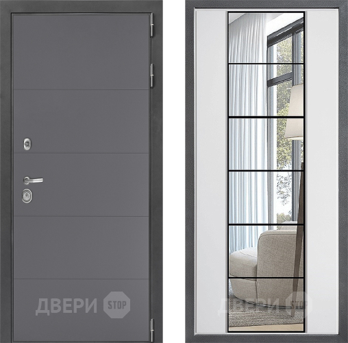 Входная металлическая Дверь Дверной континент ДК-3/649 ФЛЗ-2 Зеркало Белый софт в Подольск