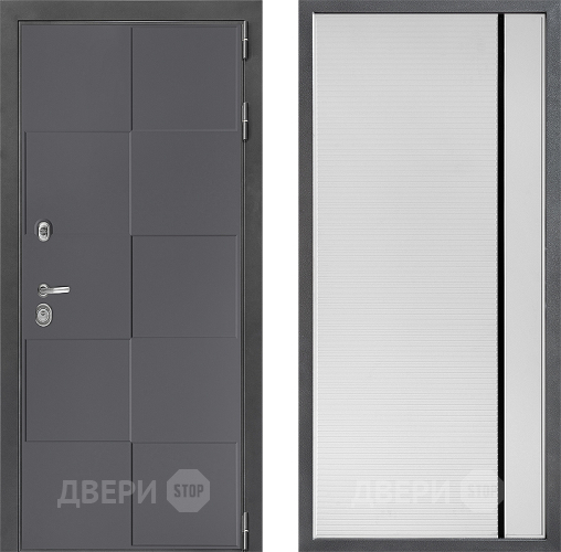 Входная металлическая Дверь Дверной континент ДК-3/606 ФЛ-757 Черное Стекло Софт милк в Подольск