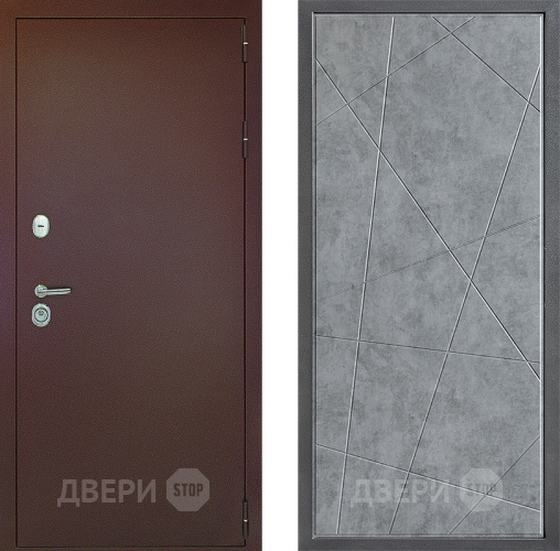 Входная металлическая Дверь Дверной континент Рубикон Медь Дизайн ФЛ-655 Бетон серый в Подольск