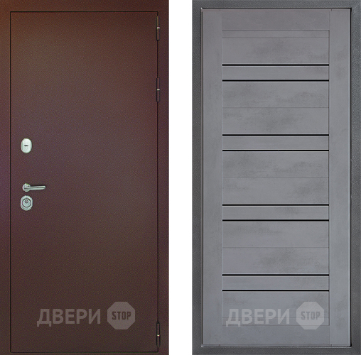 Входная металлическая Дверь Дверной континент Рубикон Медь Дизайн ФЛ-49 Бетон серый в Подольск