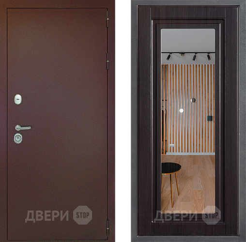 Дверь Дверной континент Рубикон Медь Дизайн ФЛЗ Зеркало Венге в Подольск