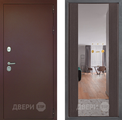 Дверь Дверной континент Рубикон Медь Дизайн ФЛЗ-1 Зеркало Венге в Подольск