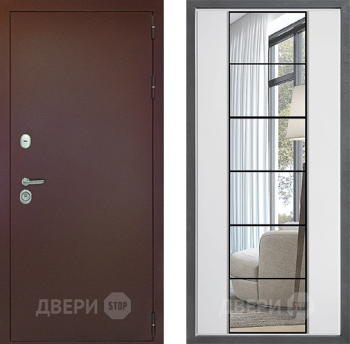 Входная металлическая Дверь Дверной континент Рубикон Медь Дизайн ФЛЗ-2 Зеркало Белый софт в Подольск