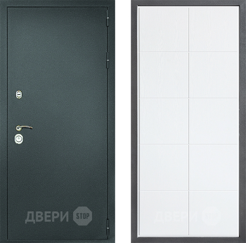 Входная металлическая Дверь Дверной континент Рубикон Серебро Дизайн ФЛ-Кватро Белое дерево в Подольск