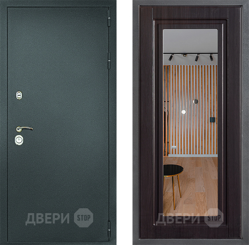 Входная металлическая Дверь Дверной континент Рубикон Серебро Дизайн ФЛЗ Зеркало Венге в Подольск