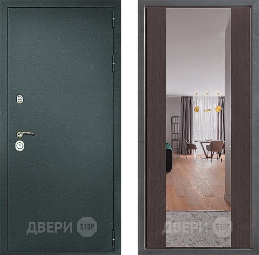 Входная металлическая Дверь Дверной континент Рубикон Серебро Дизайн ФЛЗ-1 Зеркало Венге в Подольск