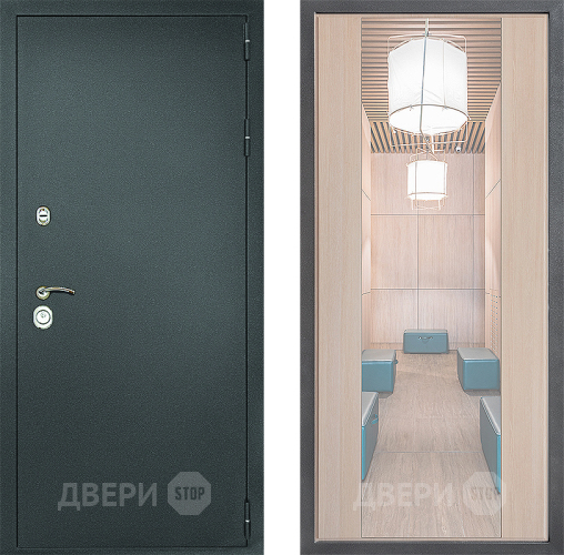 Входная металлическая Дверь Дверной континент Рубикон Серебро Дизайн ФЛЗ-1 Зеркало Капучино в Подольск