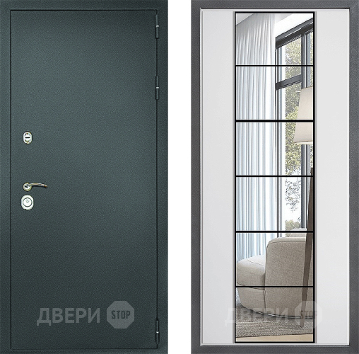 Дверь Дверной континент Рубикон Серебро Дизайн ФЛЗ-2 Зеркало Белый софт в Подольск