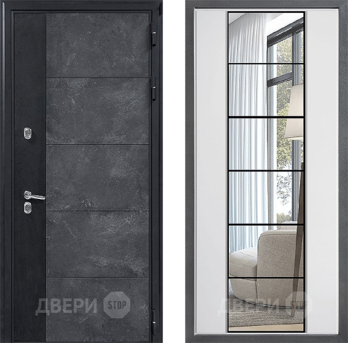 Входная металлическая Дверь Дверной континент ДК-15 Бетон ТЕРМО ФЛЗ-2 Зеркало Белый софт в Подольск