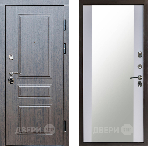 Входная металлическая Дверь Престиж Классика Венге Зеркало Белый софт в Подольск