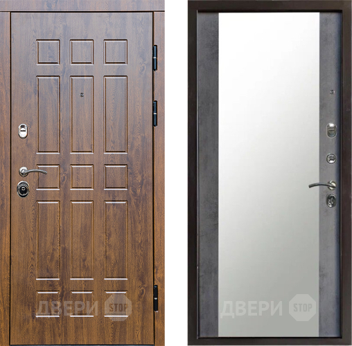 Входная металлическая Дверь Престиж Стандарт Зеркало Бетон темный в Подольск