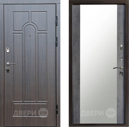 Входная металлическая Дверь Престиж Арка Зеркало Бетон темный в Подольск