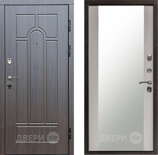 Входная металлическая Дверь Престиж Арка Зеркало Лиственница белая в Подольск