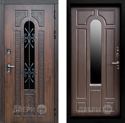 Входная металлическая Дверь Престиж TERMO с терморазрывом Лацио Дуб с окном и ковкой Венге в Подольск