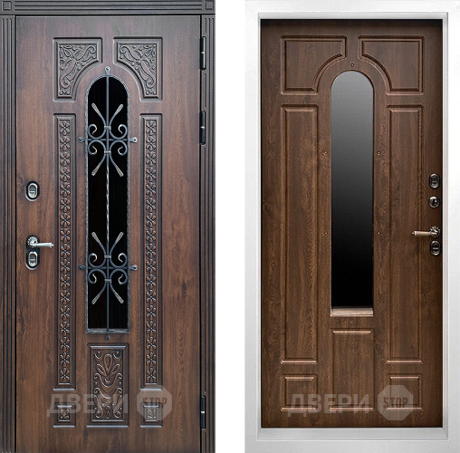 Входная металлическая Дверь Престиж TERMO с терморазрывом Лацио Дуб White с окном и ковкой Дуб в Подольск