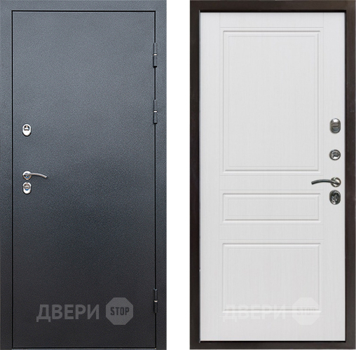 Входная металлическая Дверь Престиж TERMO с терморазрывом Снегирь Серебро Классика Белое дерево в Подольск