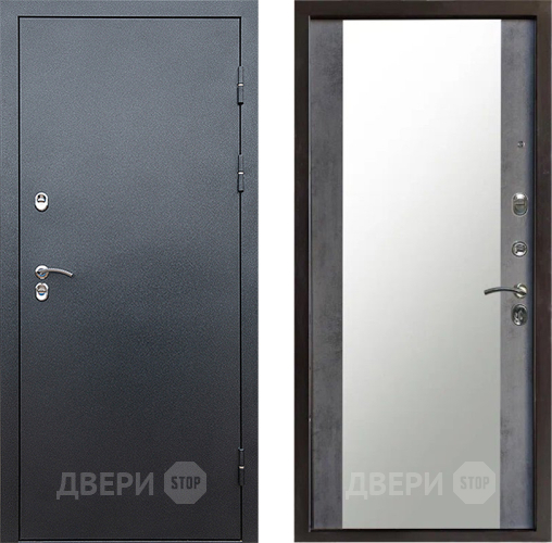 Входная металлическая Дверь Престиж TERMO с терморазрывом Снегирь Серебро Зеркало Бетон темный в Подольск
