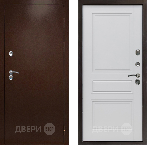 Входная металлическая Дверь Престиж TERMO с терморазрывом Снегирь Медь Классика Белый матовый в Подольск